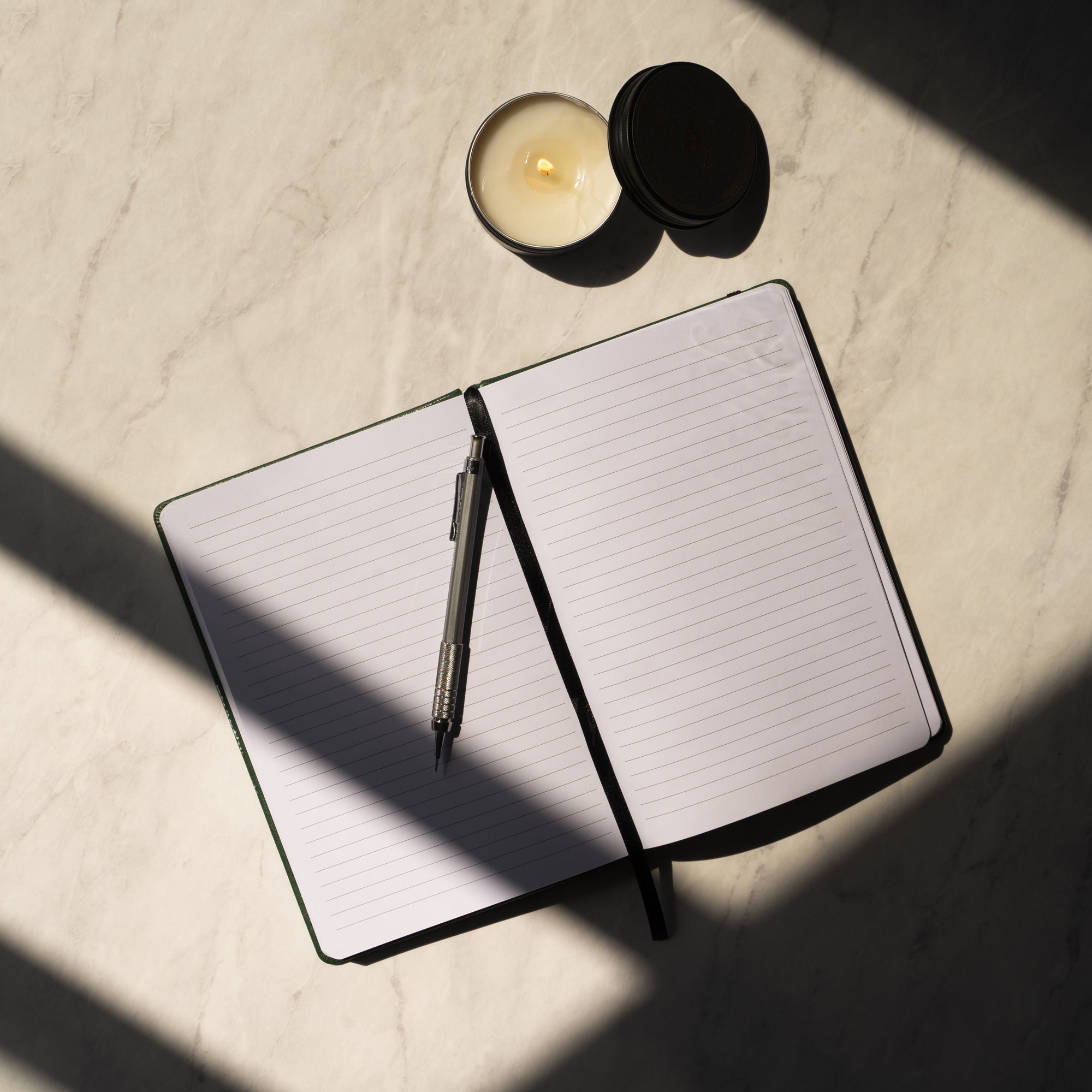 Leather Hard Cover Notebook - Grey