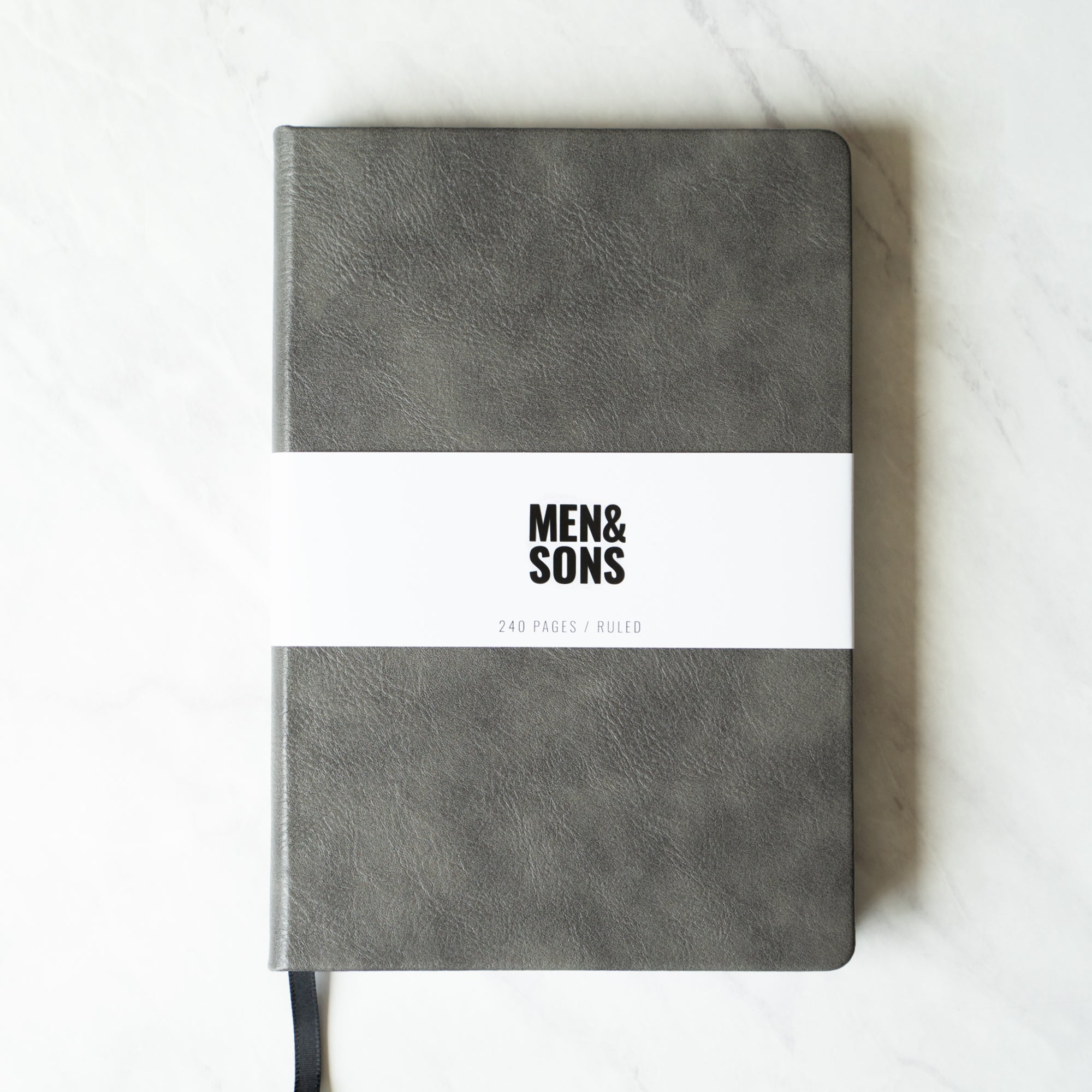 Leather Hard Cover Notebook - Grey