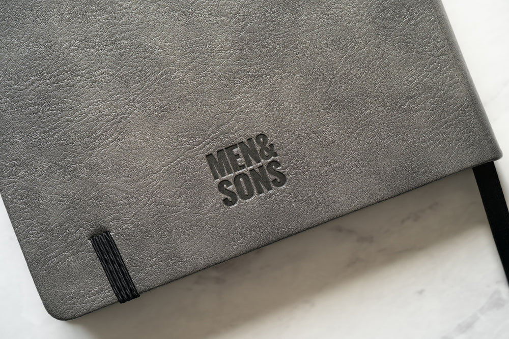 Leather Hard Cover Notebook - Grey